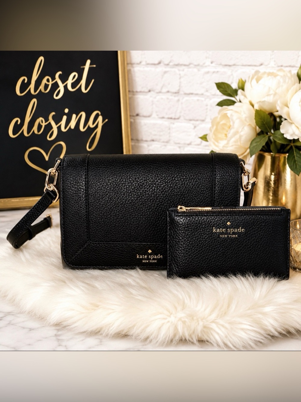 Kate Spade LENA Flap Crossbody/LEILA Slim Bifold Wallet 2pc Set